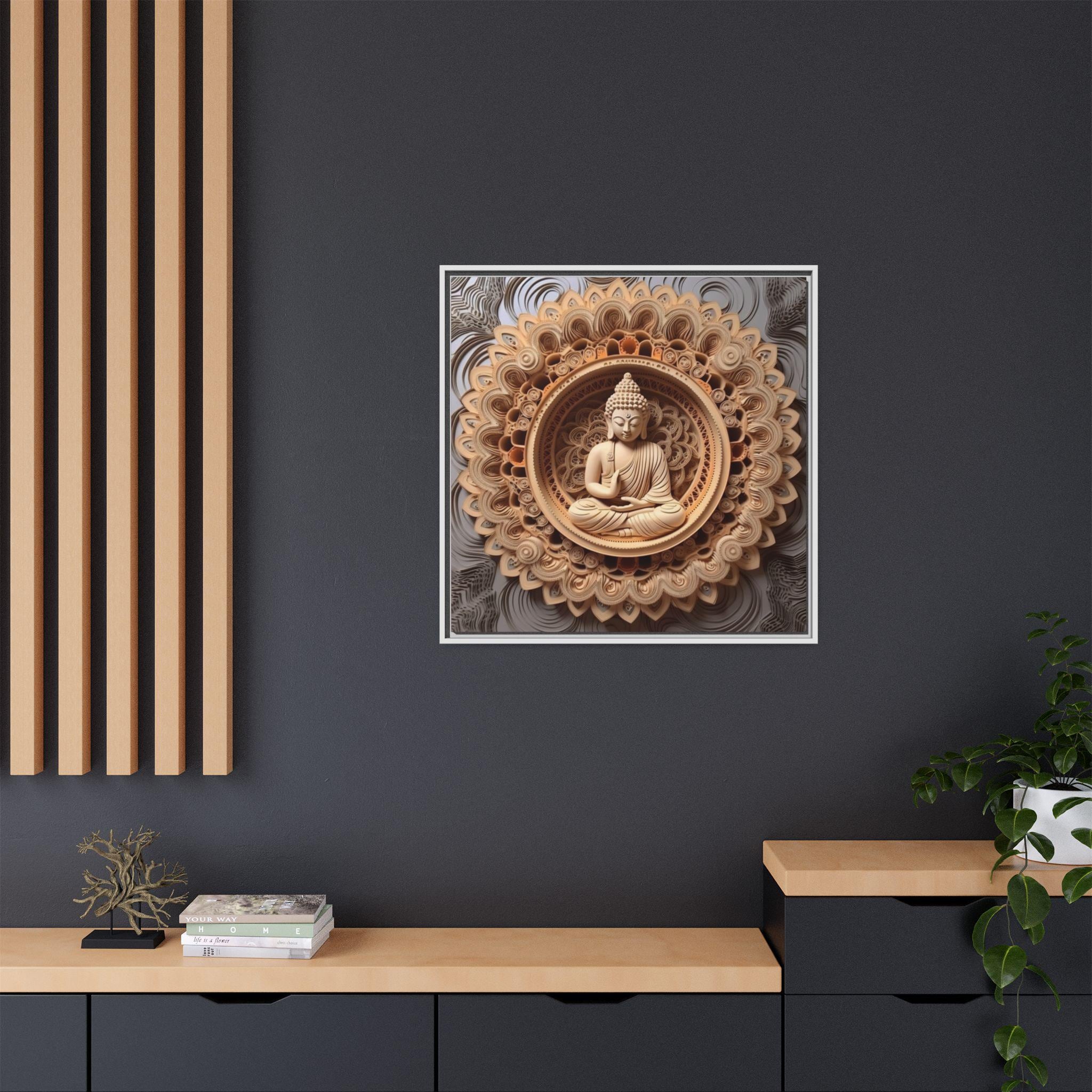 Zen Buddha Canvas Wall Art, Square Cotton Fabric Print, Three