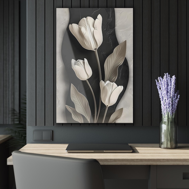 Modern Acrylic Tulip Wall Art - Elegant 3D Floral Home Decor - Etsy