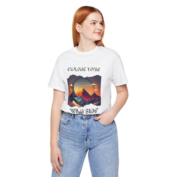 Adventure Mountain Graphic T-shirt Explore Your Wild Side, Soft 