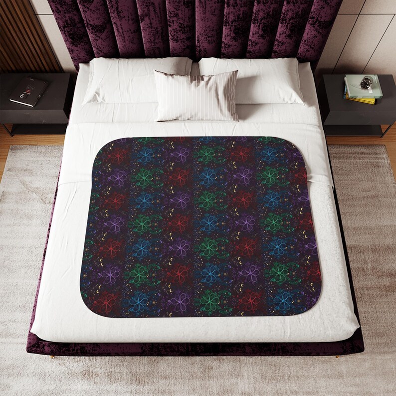 Gothmas Sherpa Blanket | Gothic Floral Quilling-Look Throw, Halloween to Christmas Cozy Decor Gift image 5
