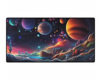 Alfombrilla de escritorio con temática espacial / Alfombrilla de escritorio grande con galaxia para juegos y oficina / Alfombrilla de ratón con astronauta cósmico