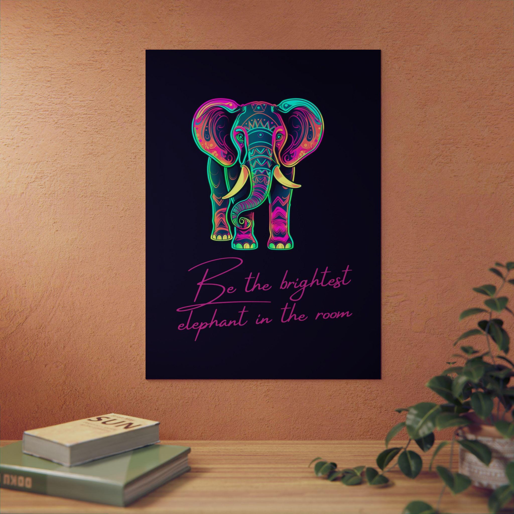 カラフルな象のメタルウォールアートパネル - アルミニウム製