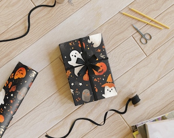 Rol Halloween-inpakpapier – Spoken, pompoenen en zwarte katten | Satijnafwerking, recyclebaar