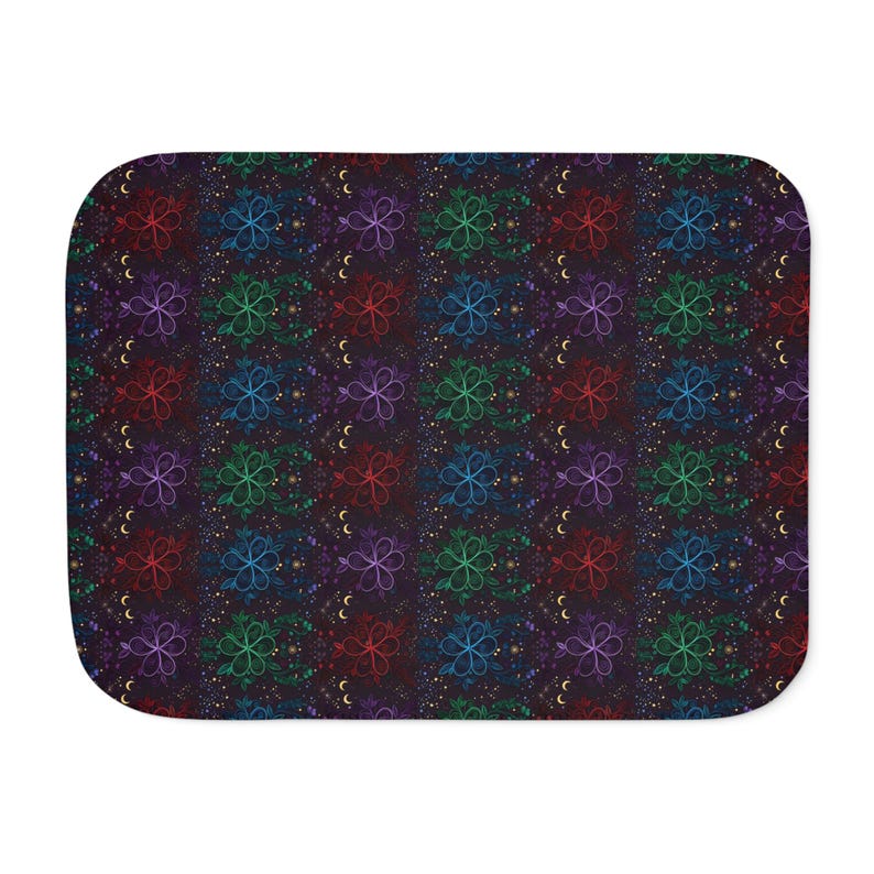 Gothmas Sherpa Blanket | Gothic Floral Quilling-Look Throw, Halloween to Christmas Cozy Decor Gift image 4
