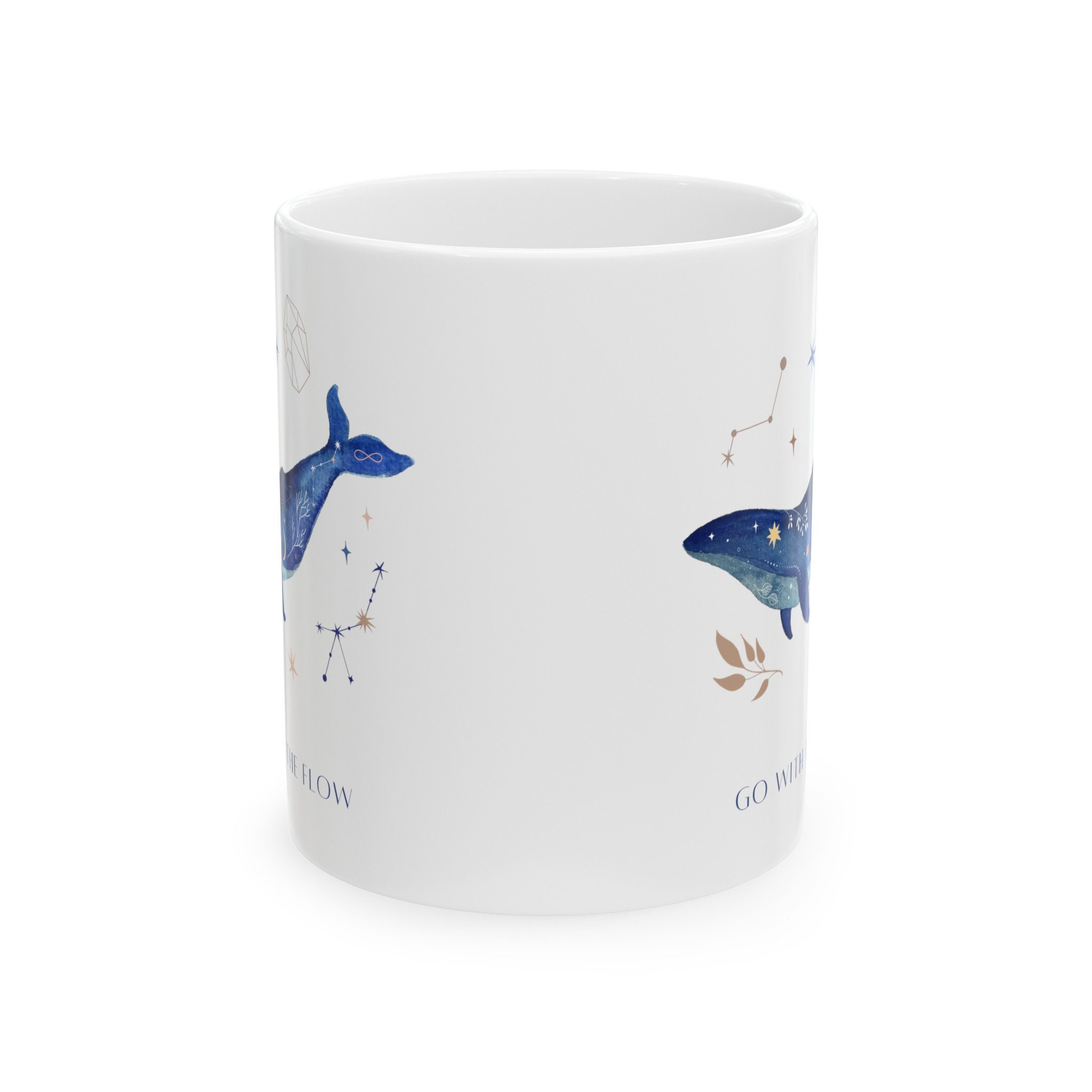 Galaxy Whale Mug being held showing handle details