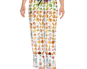 Women’s Food Print Pajama Pants – Relaxed Straight-Leg Lounge Sleep Pants with Drawstring
