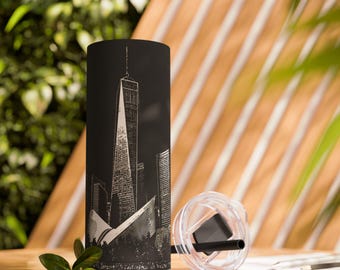 Cityscape 20 oz Insulated Tumbler - Matte Black or Green, with Straw