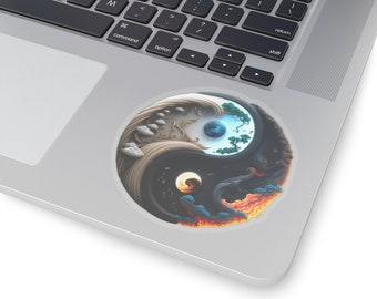 Modern Taijitu Vinyl Sticker - Cosmic Balance Yin Yang Decal, Eco-Friendly Art