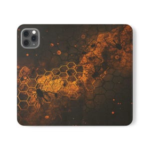 Stijlvolle vegan leren flip-telefoonhoes - geometrisch spinontwerp, kaartopslag, standaardfunctie