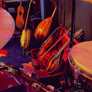Fiddle mandoline ude banjo bij de Bluebird