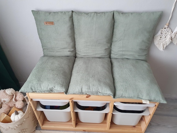 Sitzauflage mit Rückenlehne für Ikea Trofast Regal Lesekissen Kinderkissen Dekokissen Sitzkissen Auflage für Sitzbank Cordstoff