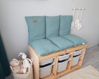 Waffle fabric seat cushion with backrest for Ikea Trofast Kallax shelf storage box Smästad reading cushion seat cushion pad for bench