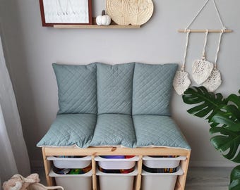 Seat cushion with backrest for Ikea Trofast shelf, reading cushion, decorative cushion, seat cushion, bench cushion, beige, old green, grey
