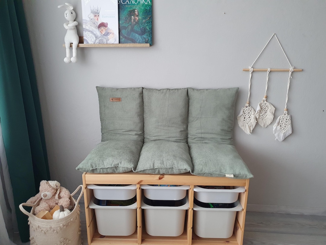 Sitzauflage mit Rückenlehne für Ikea Trofast Regal Lesekissen Kinderkissen Dekokissen Sitzkissen Auflage für Sitzbank Cordstoff