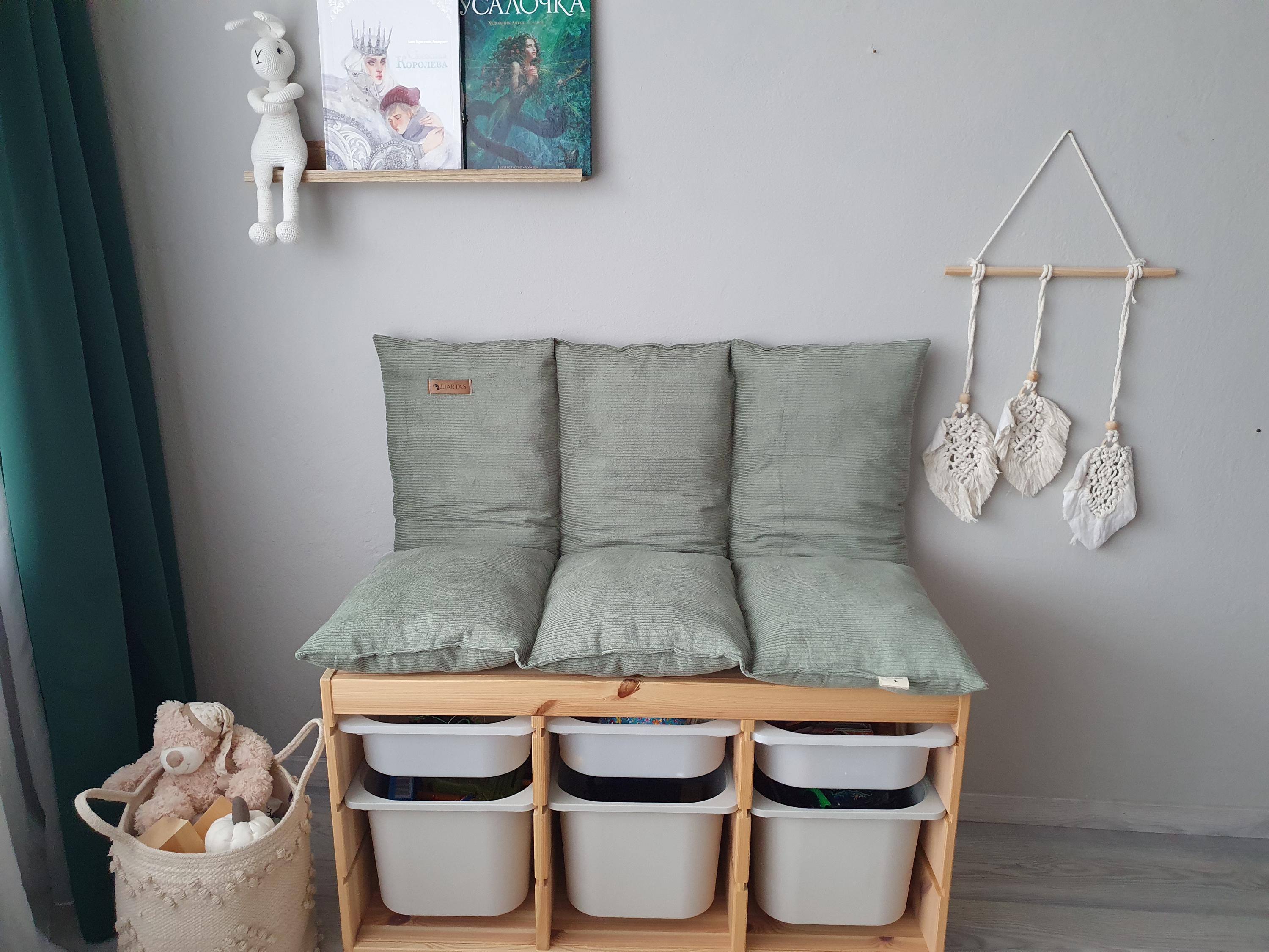 Sitzauflage mit Rückenlehne für Ikea Trofast Regal Lesekissen Kinderkissen Dekokissen Sitzkissen Auflage für Sitzbank Cordstoff
