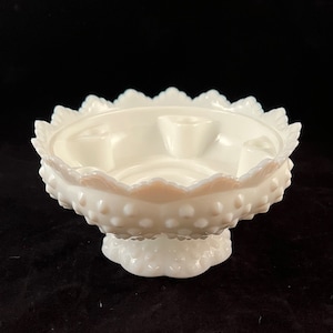 Fenton Hobnail Milk Glass Footed Pedestal Multi Candle Holder