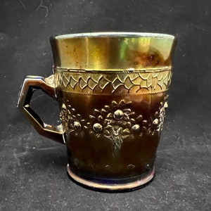 Fenton Orange Tree Carnival Glass Mug with Handle **AS IS** see photos and description