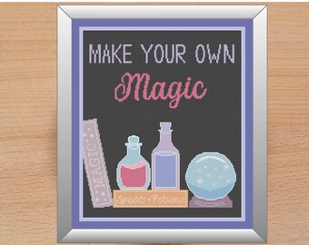 Make Your Own Magic Witch Halloween Modern Cross Stitch Pattern- Instant PDF Download