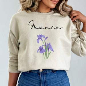 French National Flower Shirt, French Women&#39;s Sweatshirt, French Shirt, French Gifts, French Shirt