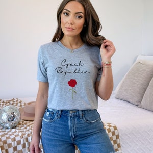 Czech Republic National Flower Tshirt, Czech Women&#39;s Tee, Czech Shirt, Czech Gifts, Czech Republic Gift