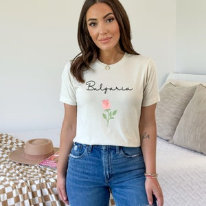 Bulgarian National Flower Tshirt, Bulgarian Women&#39;s Tee, Bulgarian Shirt, Bulgarian Gifts, Bulgaria Gift