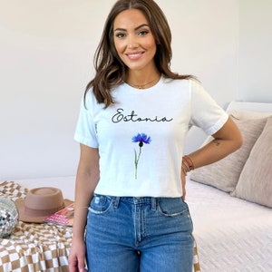 Estonian National Flower Tshirt, Estonian Women&#39;s Tee, Estonian Shirt, Estonian Gifts, Estonia Gift
