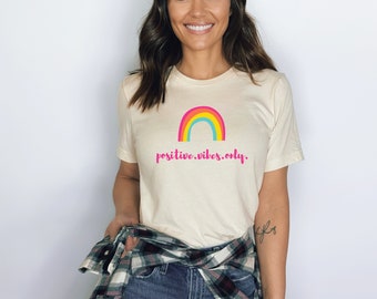 Positive Vibes Rainbow T-Shirt: Retro Kindness Shirt
