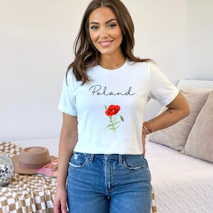 Polish National Flower Tshirt, Polish Women&#39;s Tee, Polish Shirt, Polish Gifts, Poland Gift