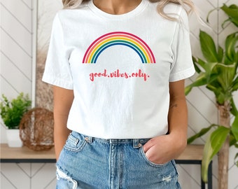 Good Vibes Rainbow T-Shirt: Retro Kindness Shirt