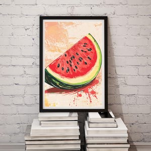 Watermelon Wall Art, Fruit Kitchen Print Digital Download, Watercolor Watermelon Art, Summer Fruit Printable Art, Watermelon Decor