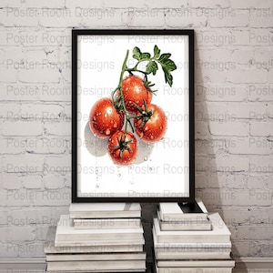 Tomato Art Print Watercolor Vegetables Kitchen Decor Fresh Tomatoes Digital Download Food Illustration Wall Art Kitchen Print