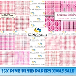 Zestaw papieru w kratkę świąteczną: Żywy róż - idealny do rękodzieła, scrapbookingu, papierów Mikołaja, papieru do robienia kartek, tła świątecznego