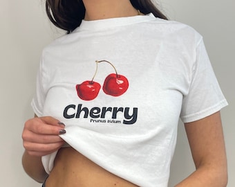 Y2K Baby Tee Vintage Baby Tee Graphic Baby Tee Y2K Crop Tee Graphic T Shirt Cherry Baby Tee Cottagecore Shirt Y2K Print Y2K Top
