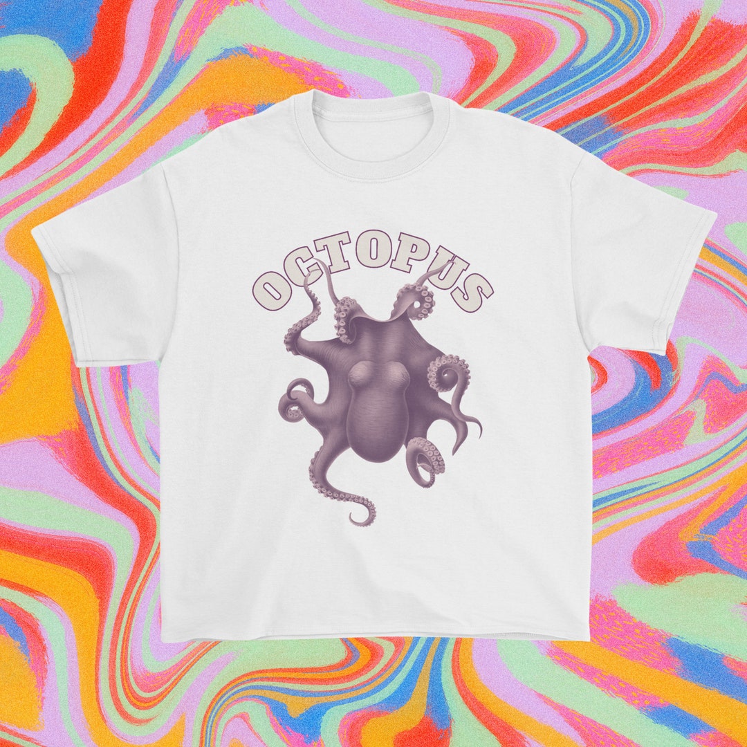 Y2K Baby Tee Vintage Baby Tee Graphic Baby Tee Octopus Shirt Graphic T
