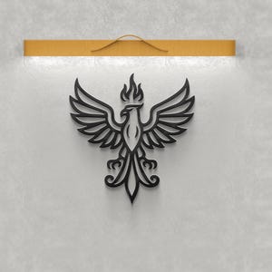 Elegante symmetrische Phoenix Wall Art – Vector Design–SVG voor lasersnijden en DXF, EPS-cnc-snijrouter, woondecoratie, instant download