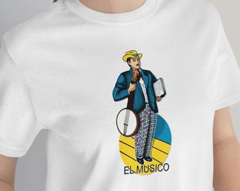 El Banjoista - El Musico From Loteria with a Banjo - Short Sleeve Adult/Unisex Banjo Shirt (Youth & Toddler Sizes also available)