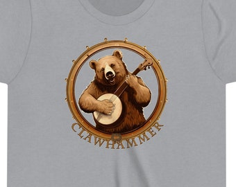 Clawhammer Banjo - Bear Playing The Banjo - Short Sleeve Youth Banjo Shirt (Adult/Unisex & Toddler Sizes also available in other listing)