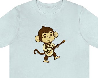 Banjo Bonobo - Monkey Playing The Banjo - Short Sleeve Banjo Shirt - Adult/Unisex Sizes - (Youth & Toddler Sizes available in other listing)