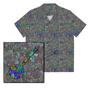 Colorful Hawaiian Banjo Shirt - Banjo Gift, Banjo Player Gift, Bluegrass Banjo, Bluegrass Music, Clawhammer Banjo, Bluegrass Festival