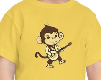 Banjo Bonobo - Monkey Playing The Banjo - Short Sleeve Banjo Shirt - Toddler Sizes - (Adult/Unisex & Youth Sizes available in other listing)