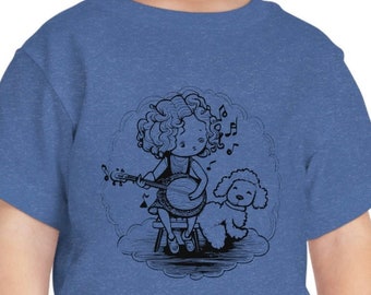 Just A Girl And Her Dog (And Her Banjo) - Short Sleeve Youth/Toddler Banjo Shirt (Adult/Unisex Sizes also available in other listing)