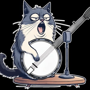 Clawhammer Cat - Cat Playing The Banjo - Adult Unisex Short Sleeve T-Shirt - Banjo Shirt, Cat Shirt, Banjo Gift, Bluegrass Music Festival