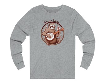 Slow Jam - Sloth Playing A Banjo (Long Sleeve Banjo Shirt)