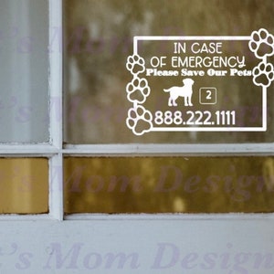Emergency responder alert, pet alert, save my pet, door sticker, door decal,