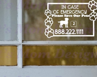 Emergency responder alert, pet alert, save my pet, door sticker, door decal,