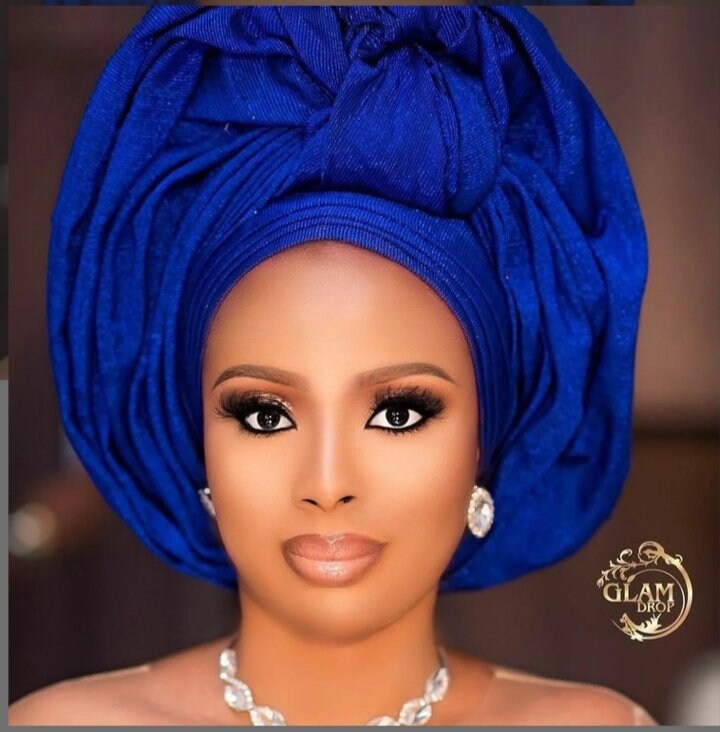 Royal Blue Gele African Pretoed Gele Auto Gele Pre Tied Etsy