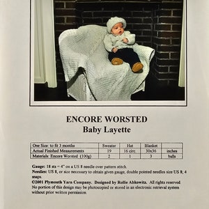 Plymouth Yarns - Encore Worsted Baby Sweater, Hat and Blanket Pattern