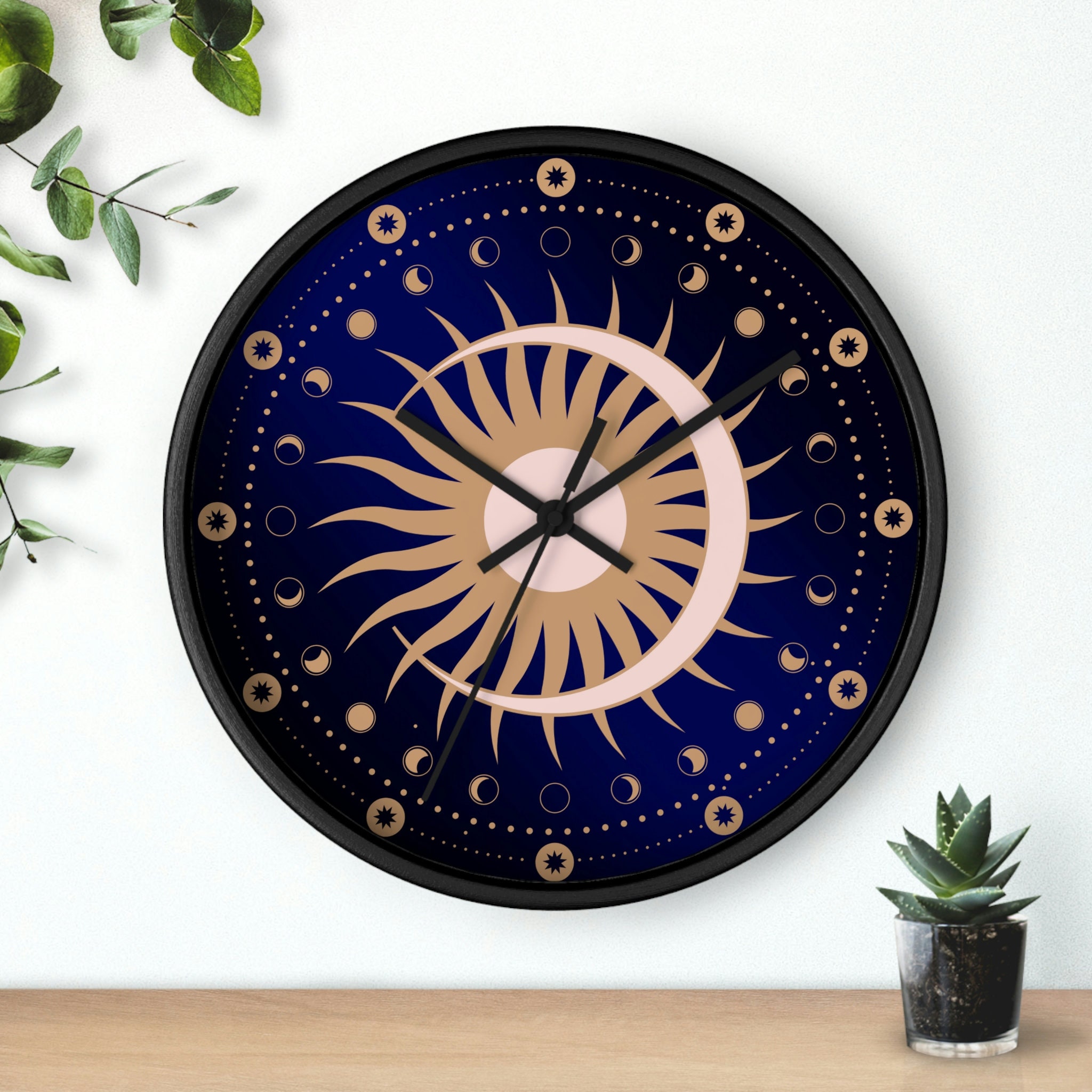 Sun and Moon Clock Sun and Moon Wall Clock Moon Phases Etsy