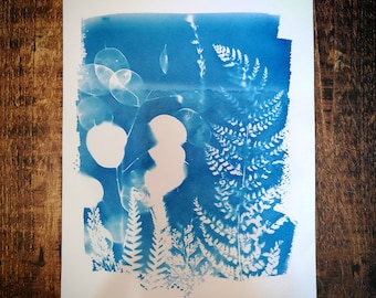 Wildflower And Grasses Cyanotype Print 1