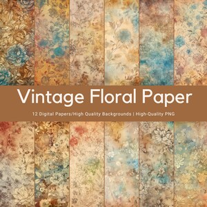 Stained Floral Digital Papers, Unique Floral Pattern | Digital Prints For Projects | Unique pattern PNG | Stained Floral Digital Pattern